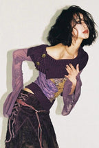Mesh Paneled Fitted Short Length Blouse image 2
