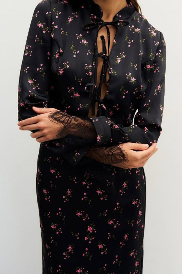 Chic Slim Floral Print Long Sleeve Skirt Set image 4
