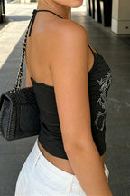 Y2K Drape Dragon Print Halter Top image 5