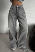 Concrete Grey Straight Leg High Waist Jeans image 1