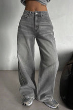 Concrete Grey Straight Leg High Waist Jeans image 1