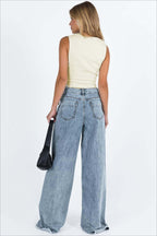 Relaxed Fit Raw Edge Dragging Jeans image 3