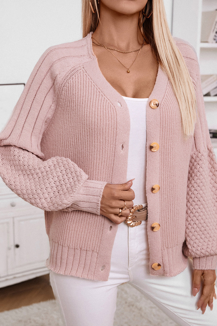 Solid Button Knit Cardigan image 3