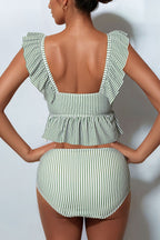 Backless Stripe Ruffle Bikini Two Piece Swim Set image 4