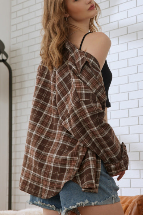 Plaid Stand Collar Button Shirt  Blouse image 18