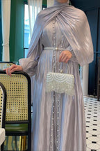 Shimmer Tulle Inner Skirt Outer Skirt Headscarf Three Piece Prom Dress image 1