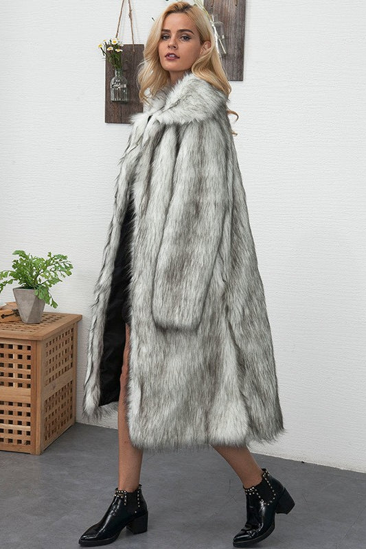 Faux Fur Longline Plus Size Coat image 3