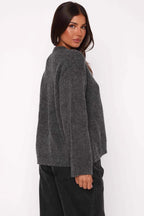 V-Neck Tie Front Knit Cardigan Sweater image 4