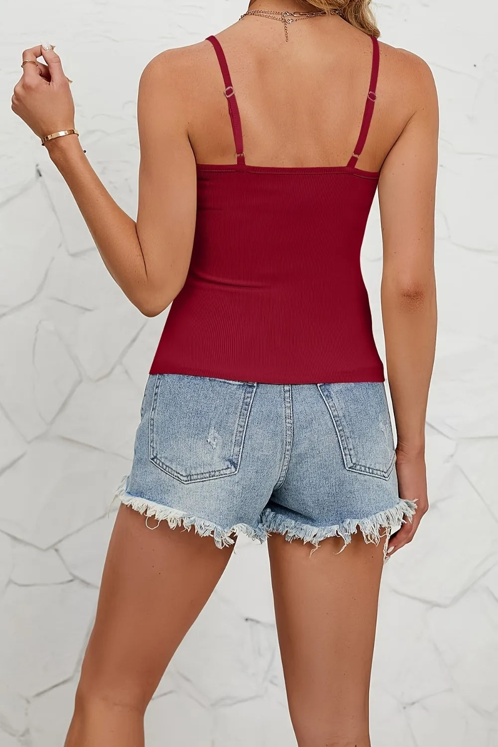 Odette Lace Cami detail view styled for Avrienne