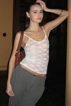 Sexy Solid Lace Sheer Slim Stylish Cami Top image 4
