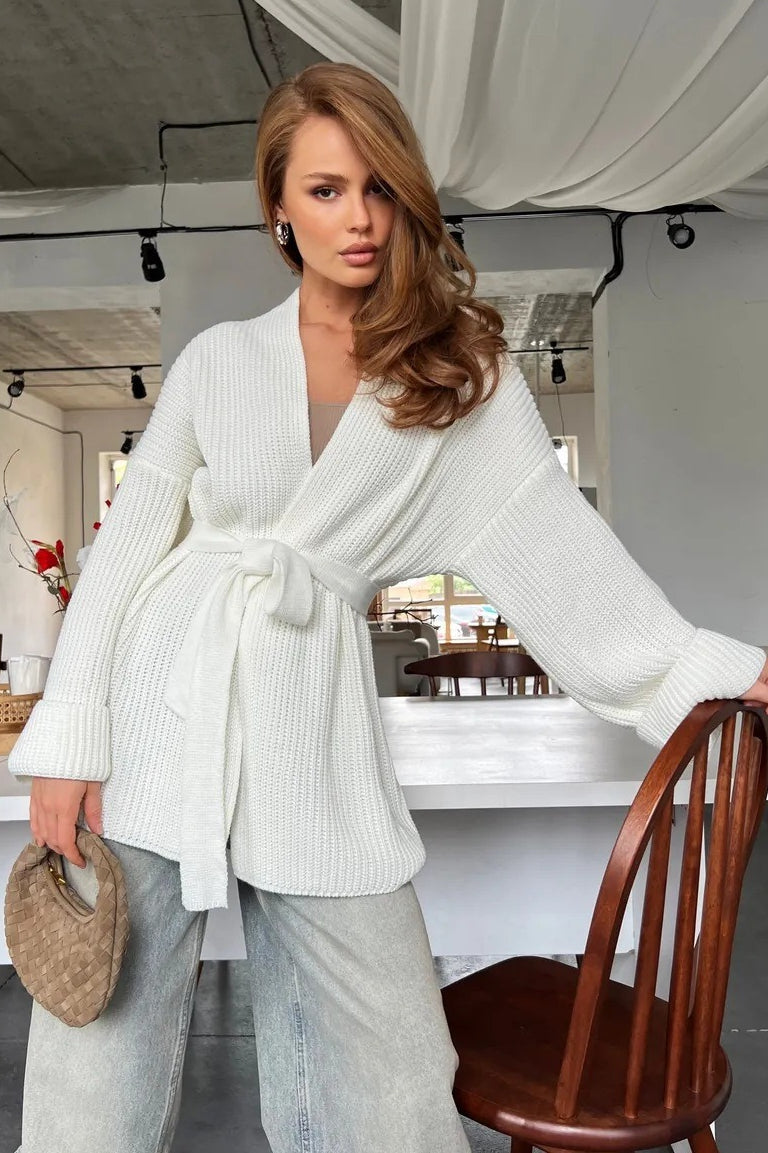 Relaxed Cozy Tie Waist Knit Cardigan image 11