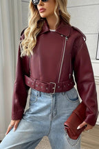 Vintage Cropped PU Leather Jacket image 2