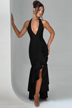 Halter Deep V Ruffled Bodycon Party Dress image 3