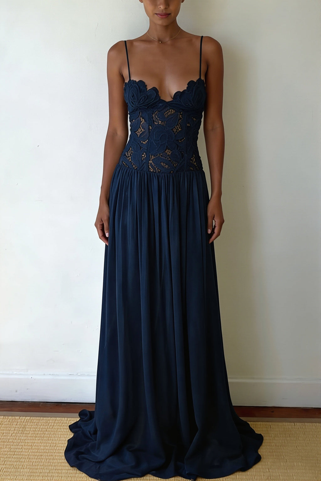 Elegant Lace Hollow Splice Chiffon Dress image 12