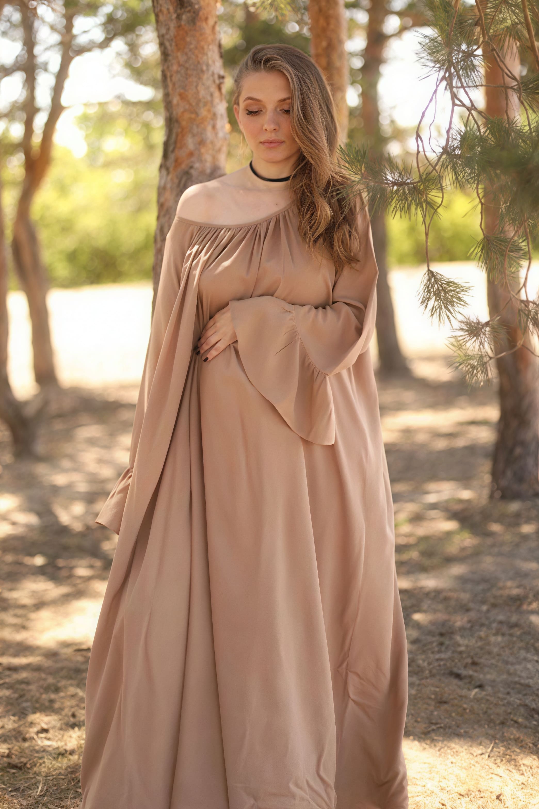 Solid Loose Slouchy Flared Hem Maxi Dress image 10