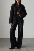 Pearl Embellished Cropped Aviation Jacket image 3