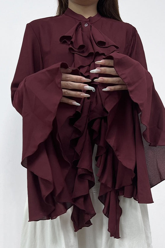 Elegant Ruffle Trim Button Blouse image 10