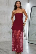 Sexy Lace Insert Strapless Two Piece Set Maxi Dress image 1