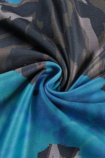 V Neck Printed Colorblock Backless Maxi Dress image 6