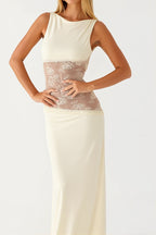 Sexy Lace Satin Backless Maxi Dress image 8