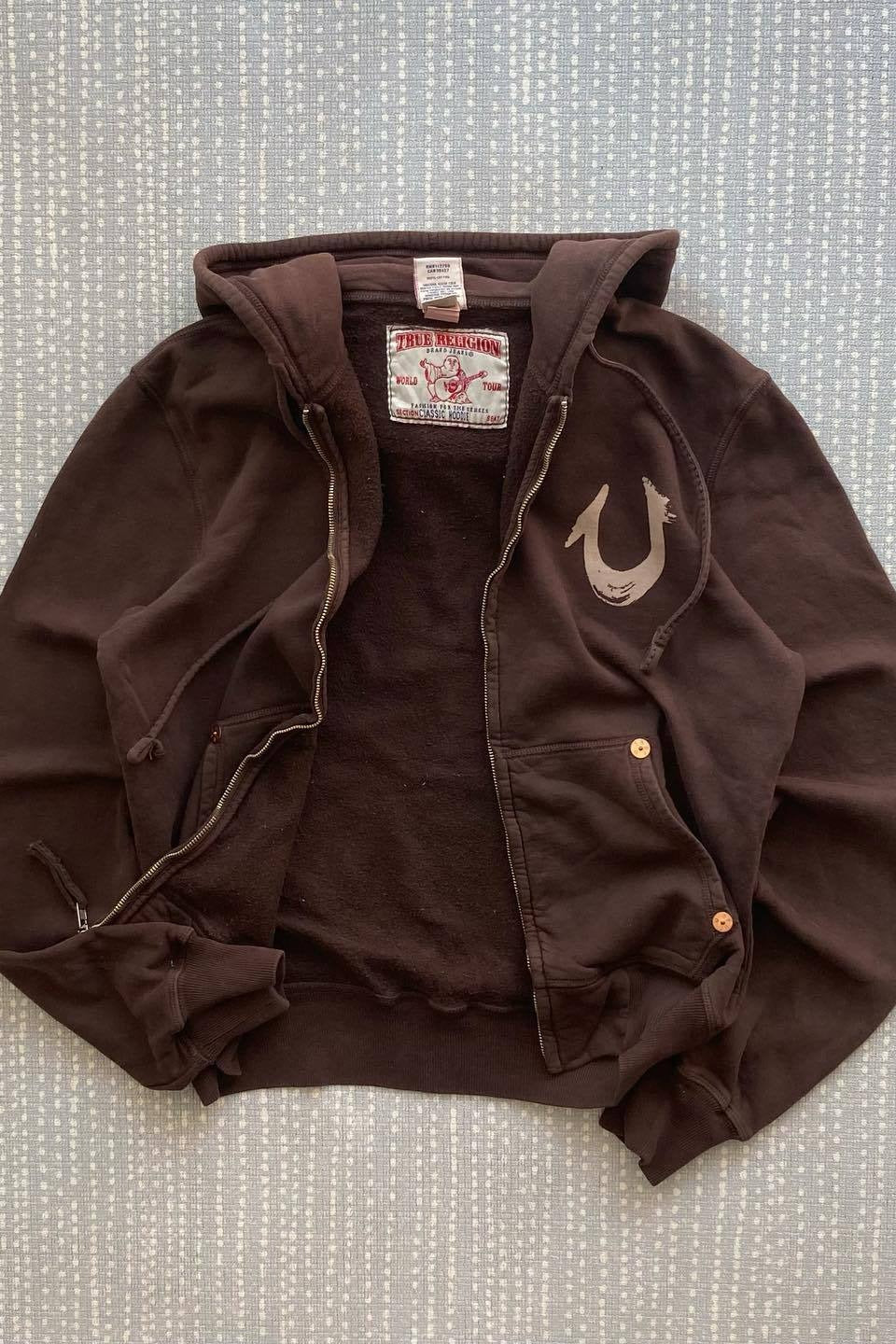Vintage Graphic Riveted Zipper Hoodie image 2