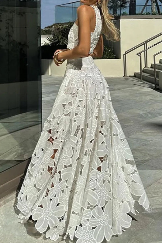 Lace Hollow Out Loose Beach Two Piece Boho Dress image 10