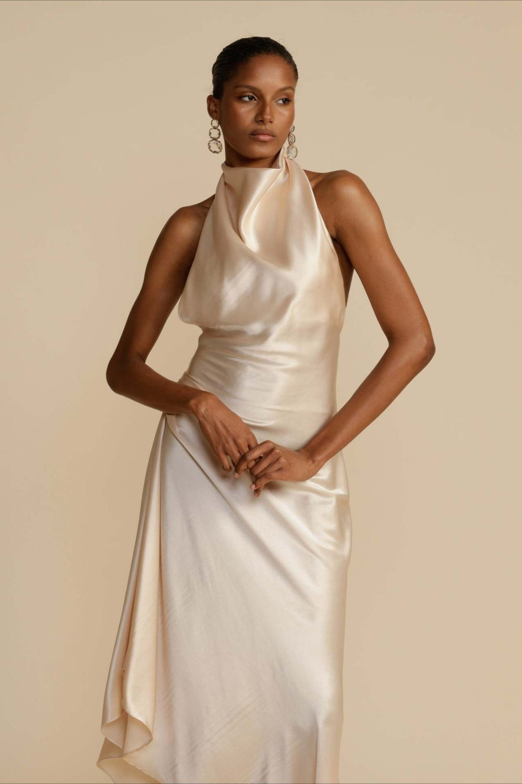 Elegant Satin Slit Backless Party Dress image 5