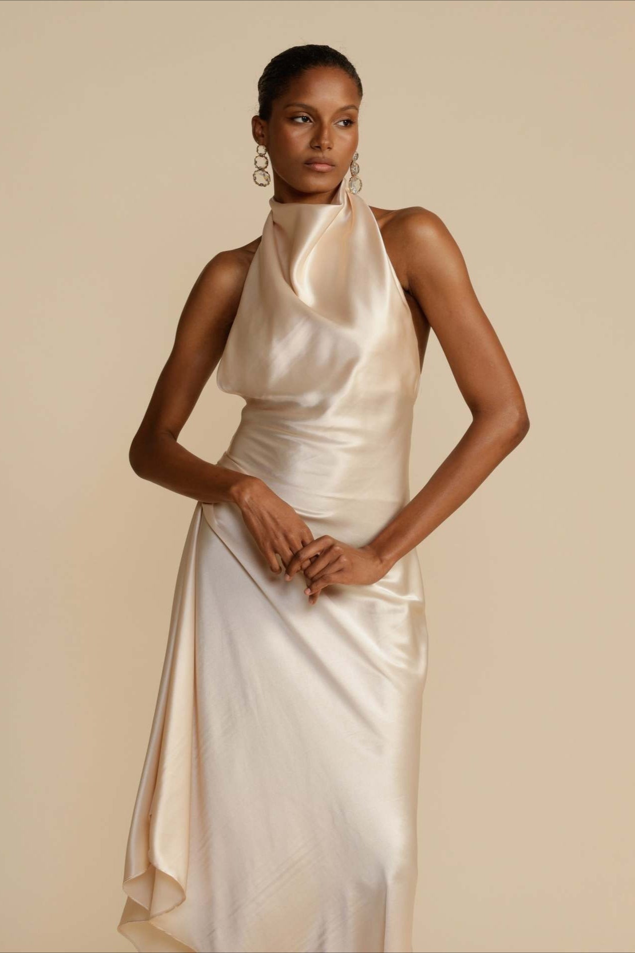 Elegant Satin Slit Backless Party Dress image 5