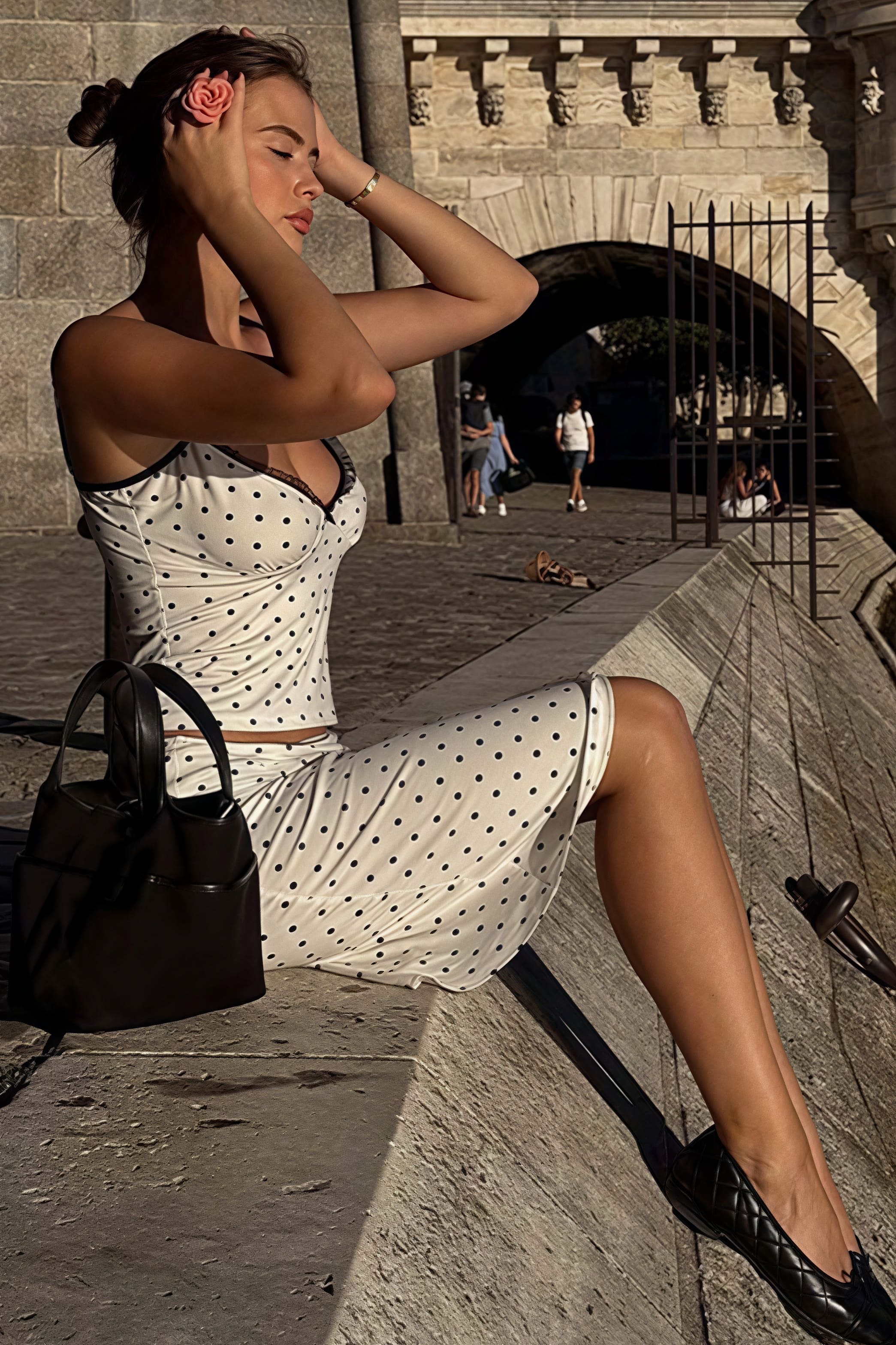 Sexy Polka Dot Cami Fitted Skirt Set image 4