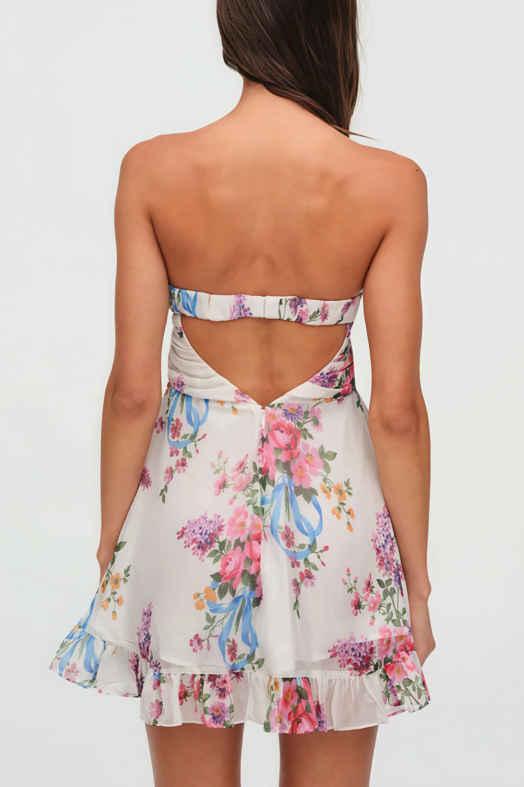 Floral Print Strapless A Line Dress image 2