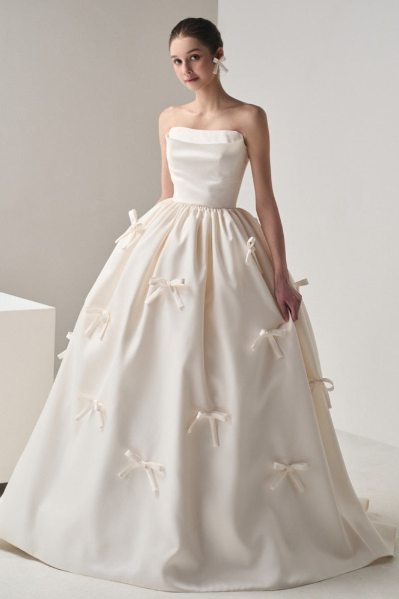 Bow Satin Bandeau Ball Gown Wedding Dress image 2