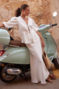 Cotton Puff Sleeve Shirt Skirt Set image 2