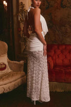 Backless Floral Appliqué Strappy Maxi Dress image 3