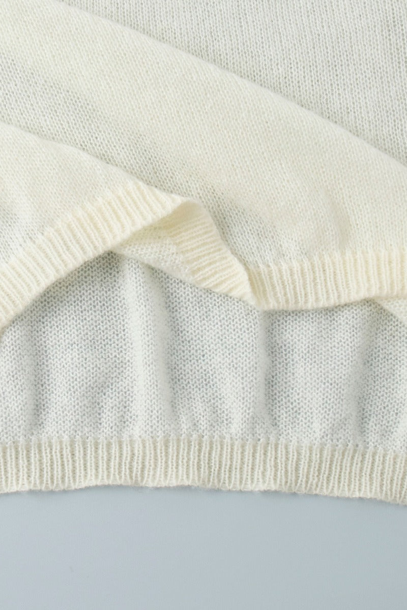 Minimalist Polo Hollow Knit Puff Sleeve Blouse image 4