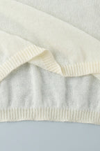 Minimalist Polo Hollow Knit Puff Sleeve Blouse image 4