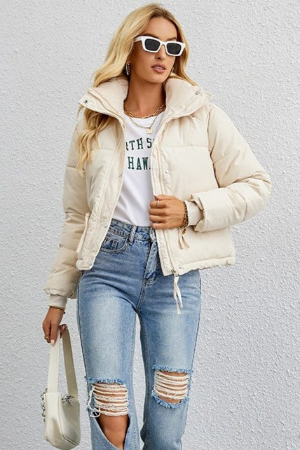 Short Stand Collar Relaxed Puffer Jacket image 1