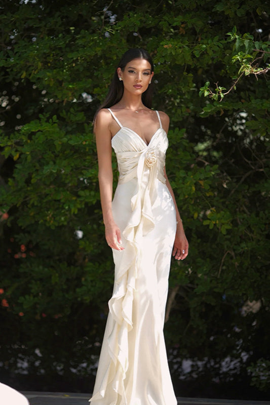 Satin Floral Tie-Back Slim Fit Slip Dress Party Dress image 1