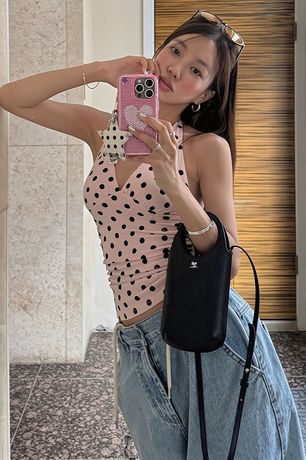 Chic Polka Dot Backless Halter Bodycon Layering Halter Top image 2