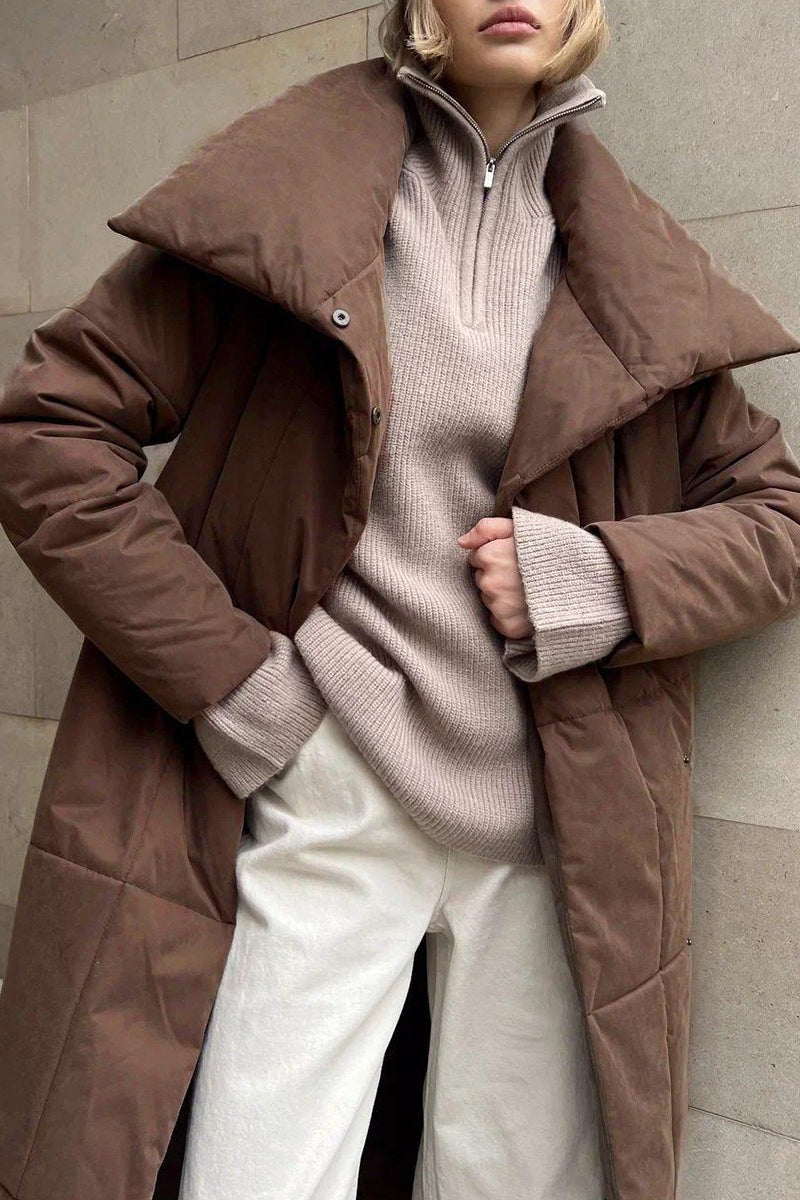 Long Stand Collar Relaxed Quilted Puffer Jacket image 1