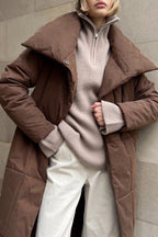 Long Stand Collar Relaxed Quilted Puffer Jacket image 1