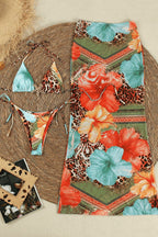 Printed Triangle Cup Quick Dry Three Piece Swim Set image 5