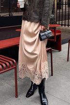 Elegant Lace Trim A Line Skirt image 3