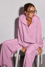 Vintage Drawstring Crop Top and Wide Leg Pants Two Piece Set image 8