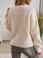 Loose Fit Button-Down Tie-Front Solid Color Sweater image 3