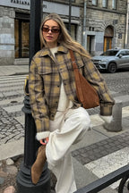 Loose Fit Plaid Wool Coat Jacket image 2