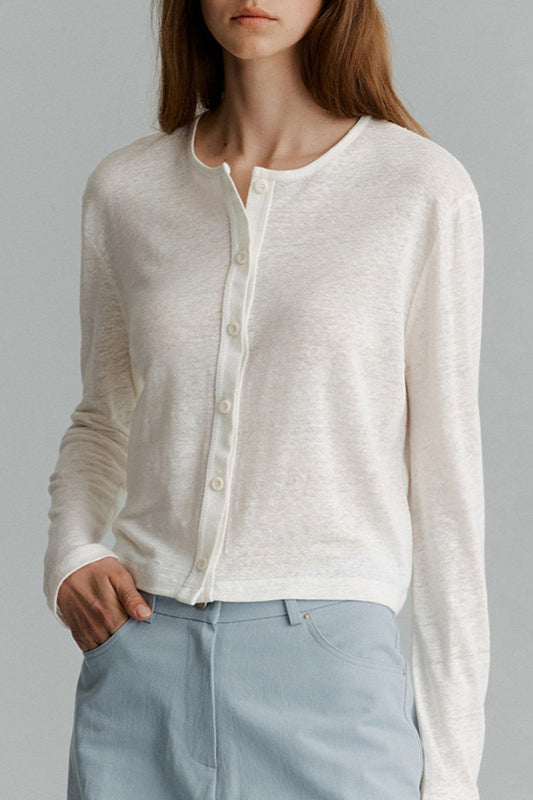 Solid Color Buttoned Knit Cardigan image 1