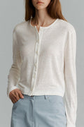 Solid Color Buttoned Knit Cardigan image 1