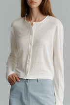 Solid Color Buttoned Knit Cardigan image 1