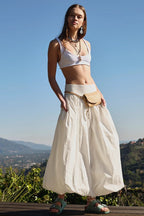 Pocketed Ruched Elastic Waist Balloon Skirt image 1