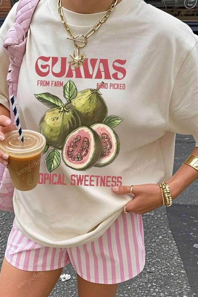 Casual Loose Cotton Fruit Print T-shirt image 5